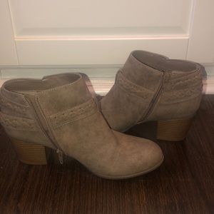 Grayish brown ankle booties